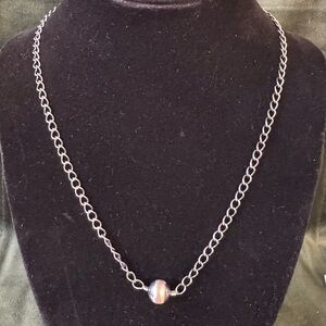 925 Sterling Silver Chain Necklace with Large Navajo Style Italian Pearl